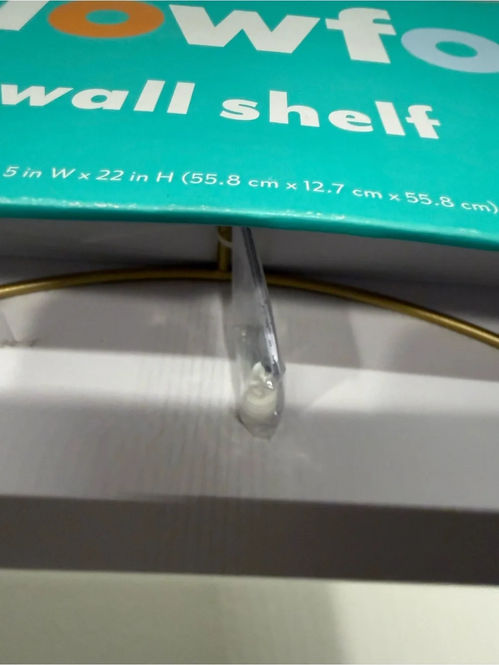 Pillowfort Gold Circular Metal Wall Shelf with White Shelves - NIB